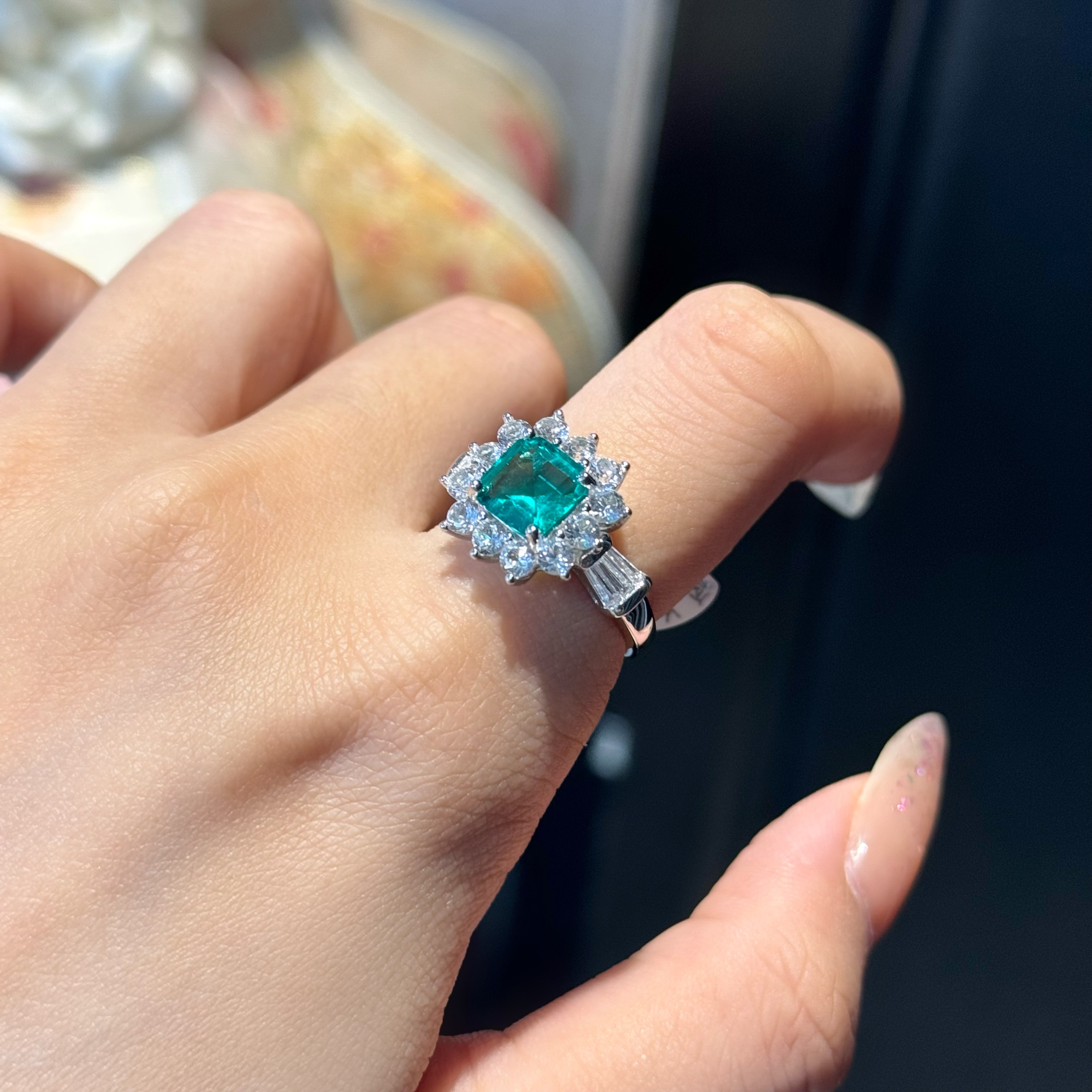 培育祖母绿R0605 新款满钻镶嵌正方木佐绿色时尚日常4-12#