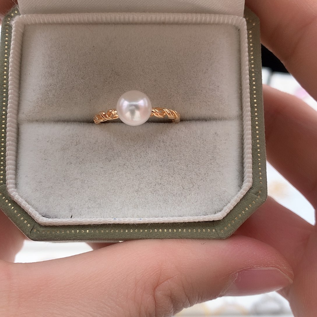 海水珍珠7-7.5mn ak戒指银S925镶嵌