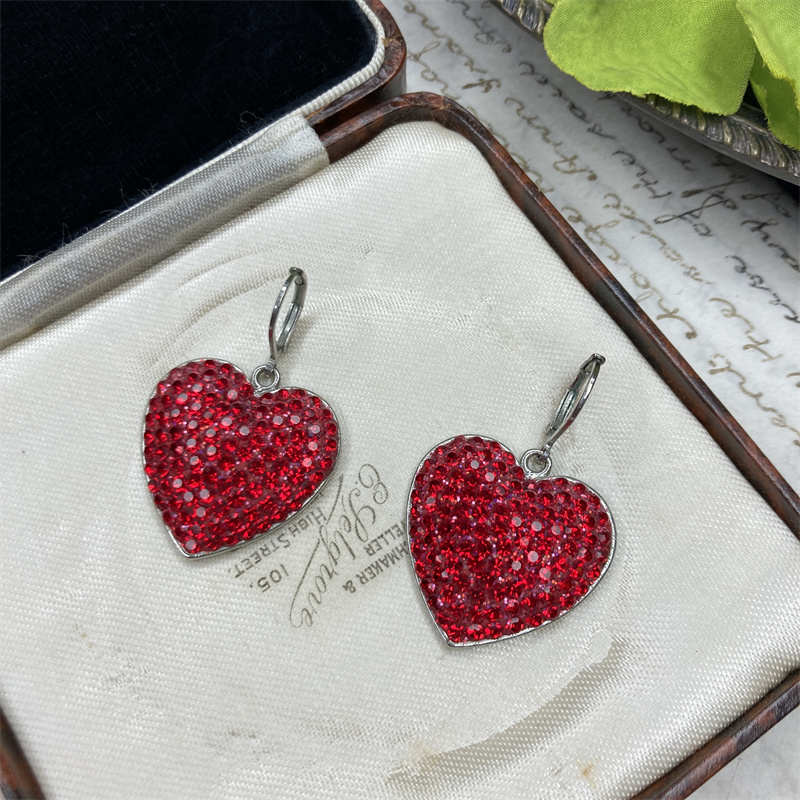 合金耳饰 joan rivers密镶红色爱心耳鈎1-11【2071215-011】