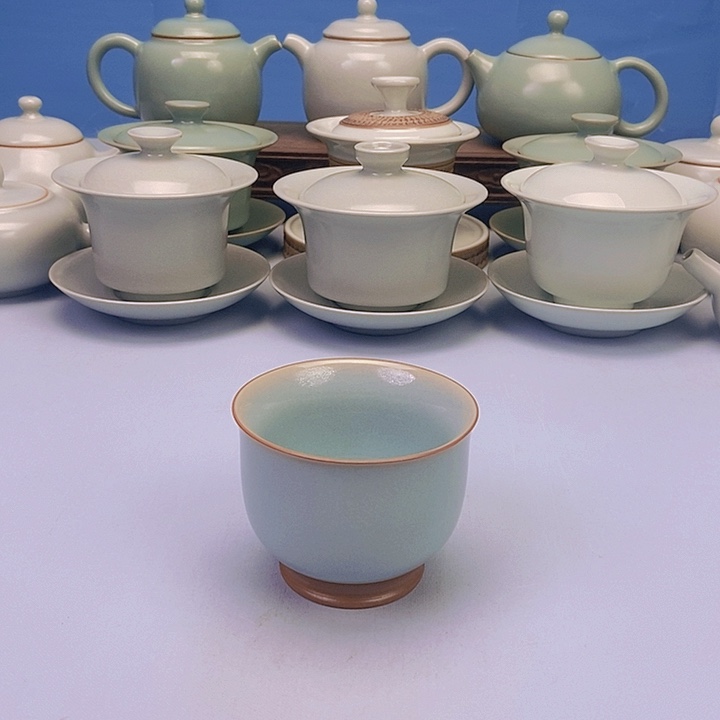 杯天蓝高足杯原矿原釉原产地