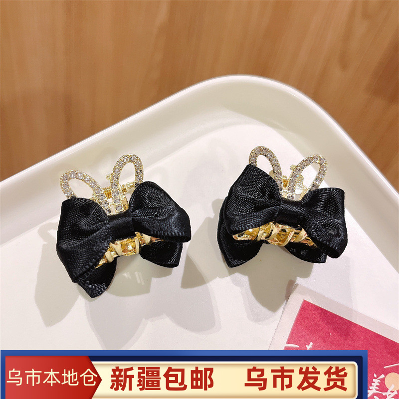 新疆包邮（一对装）红色蝴蝶结皇冠气质立体王冠小抓夹女孩碎发顶夹