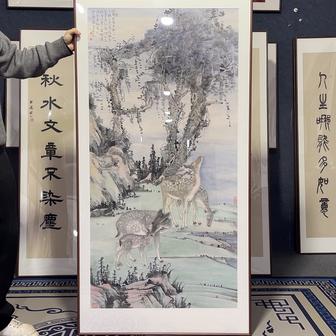 国画手绘画作品带框80/160