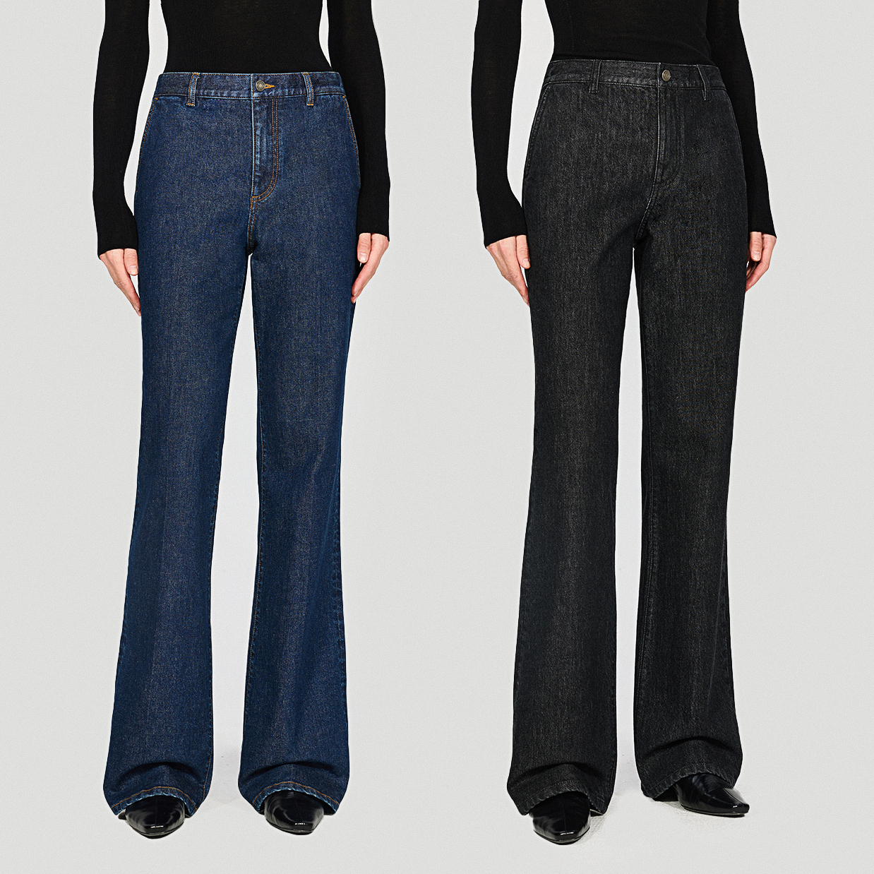 KEIGAN/开间红标/日本明治百年老厂R0W极简显瘦中腰微喇牛仔裤