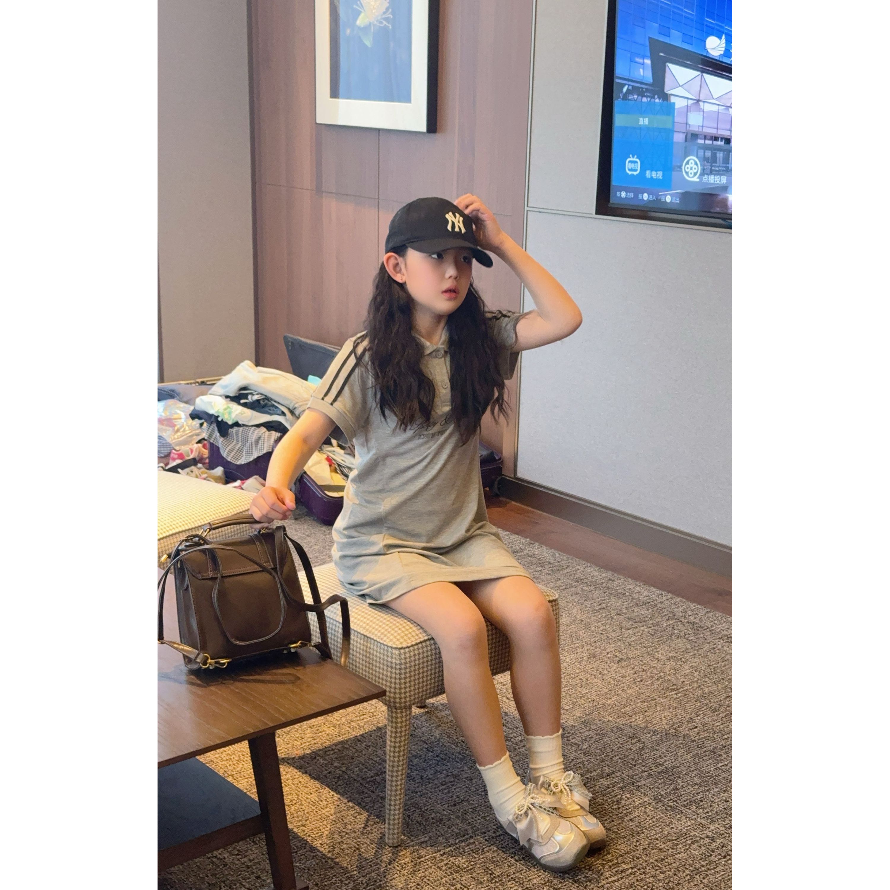 现货     2025夏季新款短袖休闲女童连衣裙6665