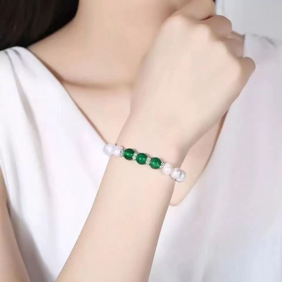 手链 【专柜同款】白色路路通珠子轻奢正品手链绿色//