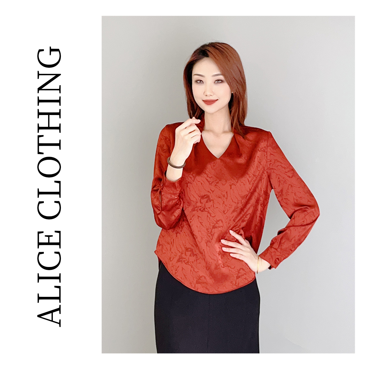 5 alicelulu “山间戏蝶”国风上衣暗纹缎感时髦百搭S2136940N