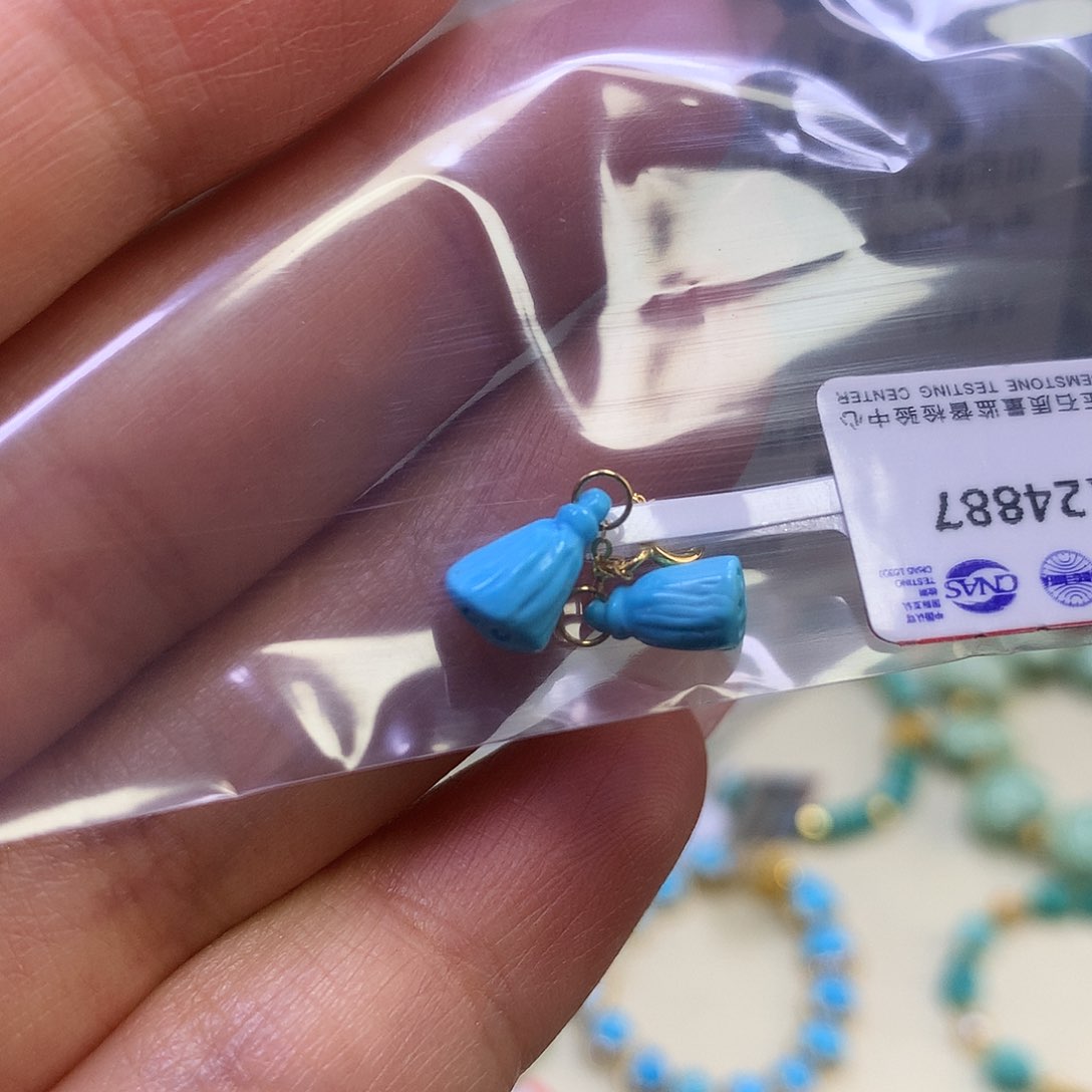 绿松石18K金镶嵌滴流