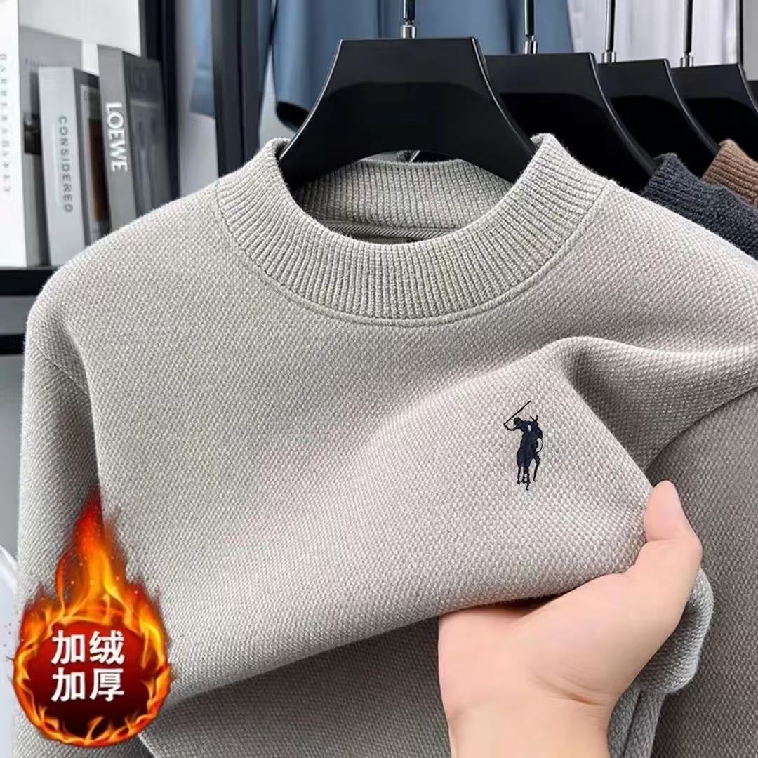 【一体绒】雪貂毛衣男士休闲半高圆领加绒加厚保暖毛卫衣针织打底衫