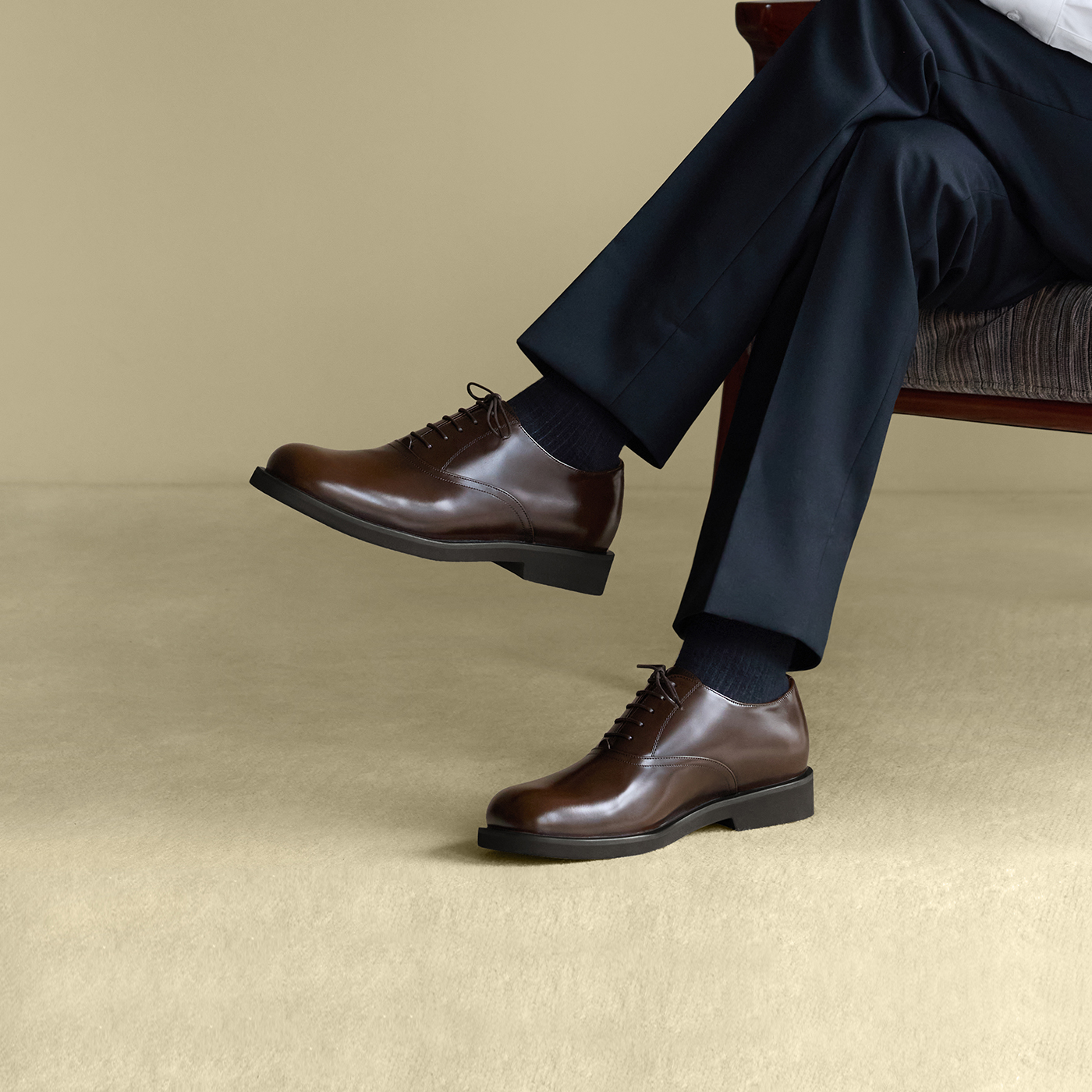 ThomWills男士方头真皮牛津鞋棕色商务正装英伦风皮鞋新郎结婚鞋