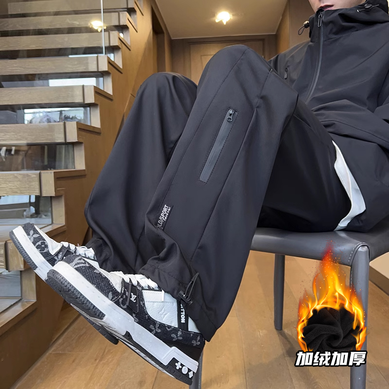 男童冲锋裤秋冬款中大童冬季速干直筒裤子男孩子新款宽松休闲长裤