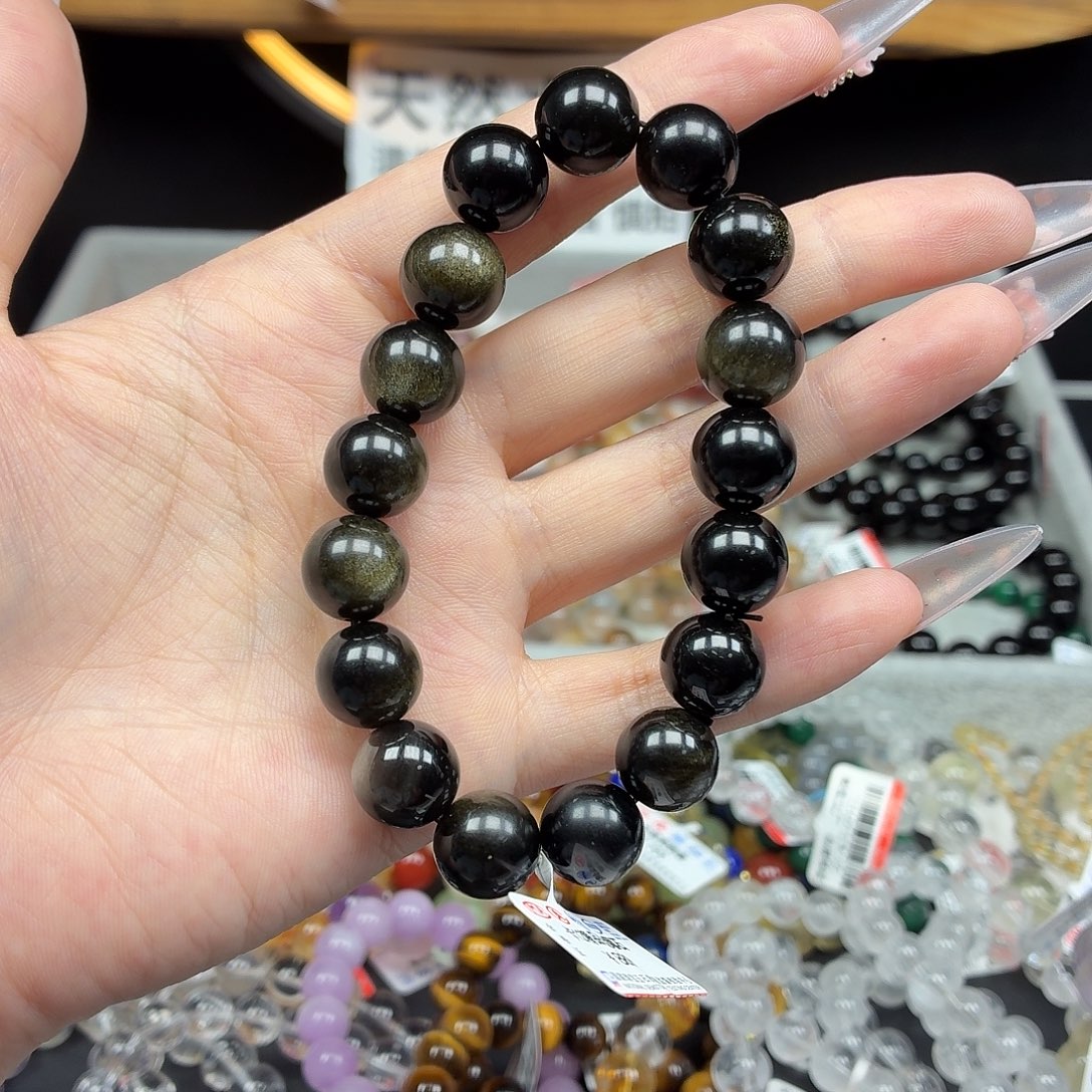 水晶手串未镶嵌卡12精品金耀石23