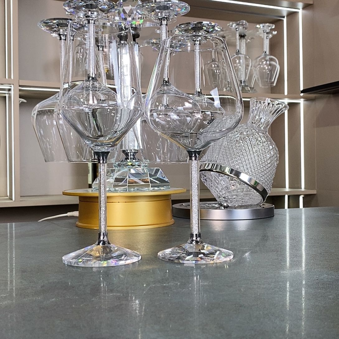 手柄款水晶玻璃银钻550红酒杯70支