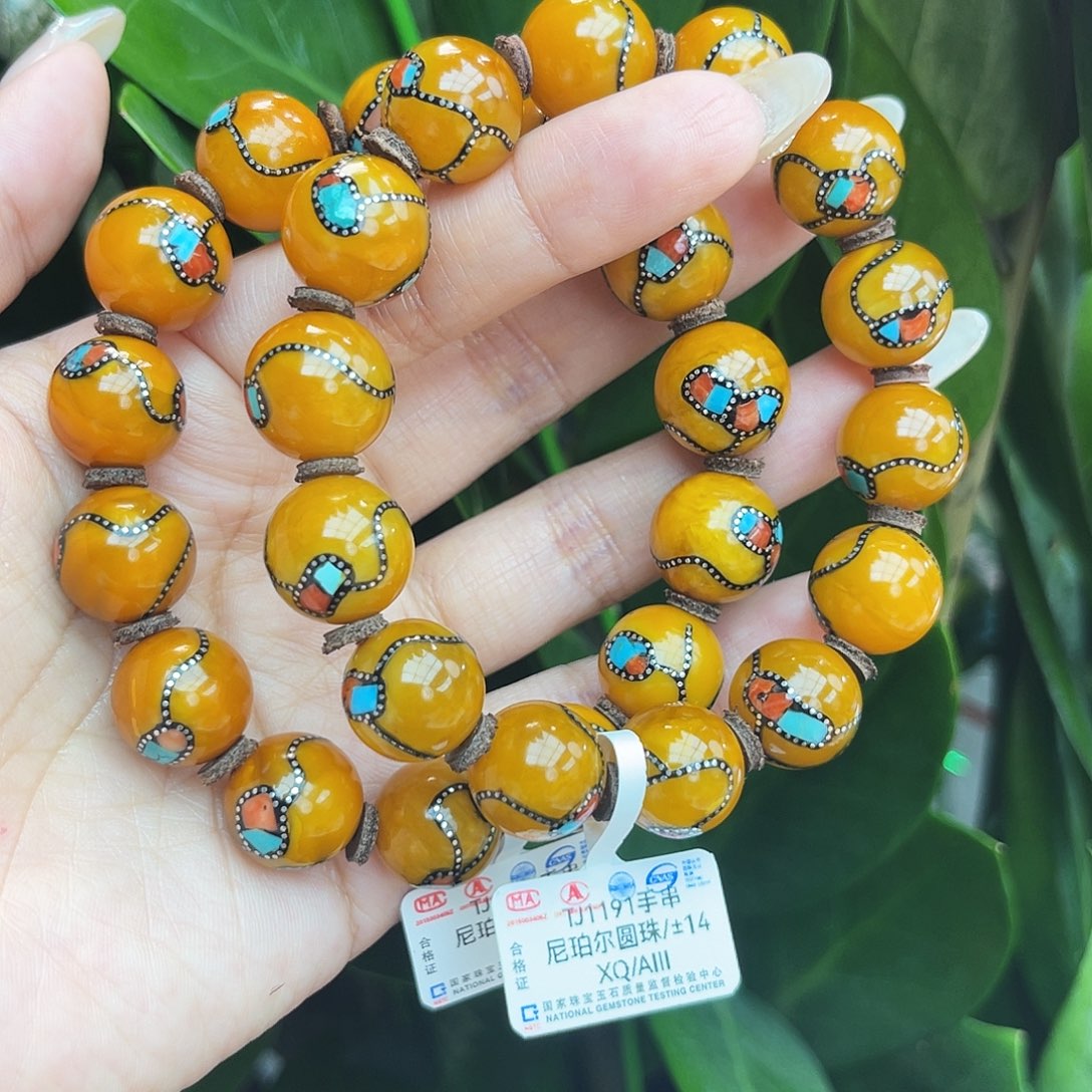 未镶嵌琥珀手链14 m多样性发其一