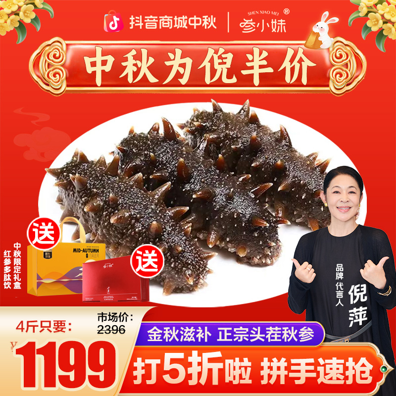 【官方补贴】参小妹鲜食海参5-6头/斤共4斤大连正宗辽参中秋好礼
