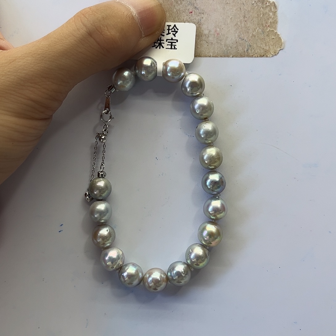 银S925镶嵌手绳海水珍珠