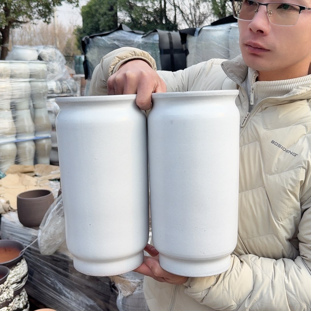 紫砂花盆口15高31（两个直筒白色