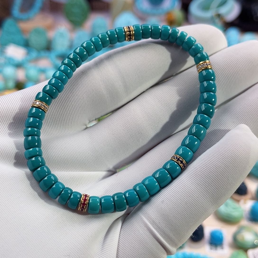 绿松石珠宝奇石18K金镶嵌