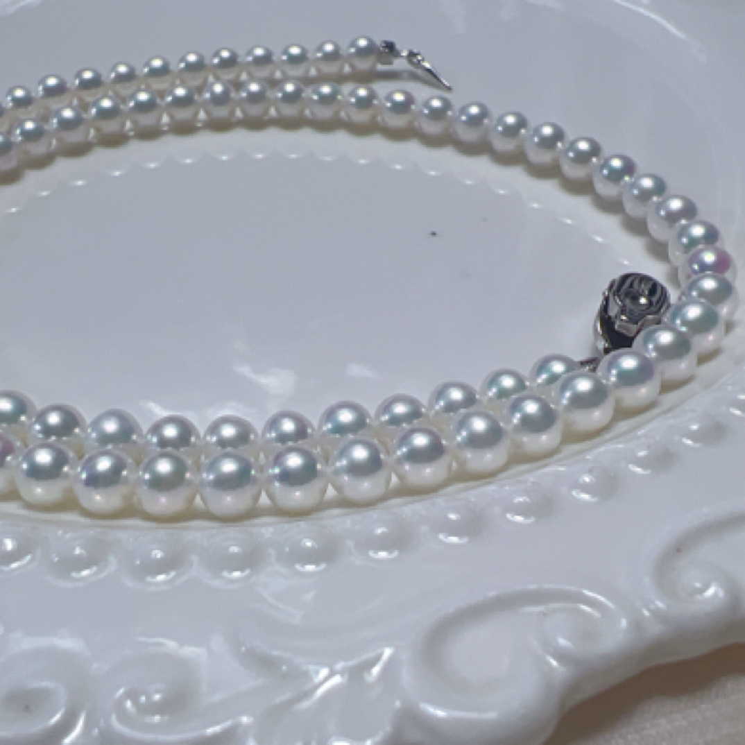 5-5.5mm天然淡水珍珠琉璃彩凛光正圆几乎无暇是925银扣