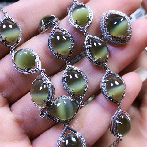 和田玉银S925镶嵌挂件