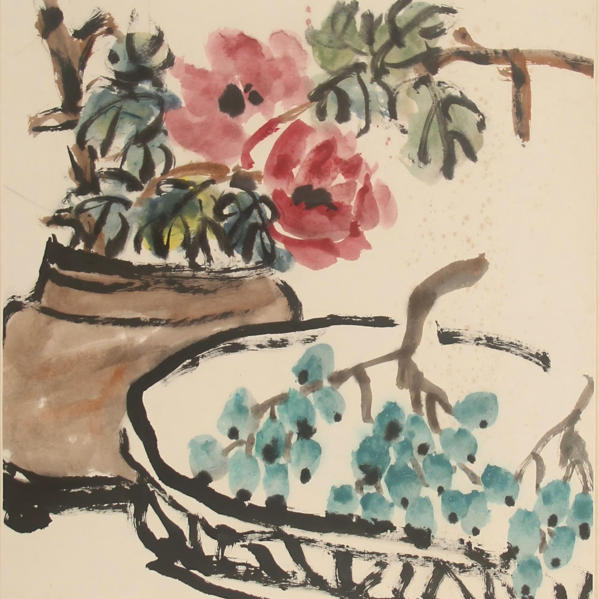 LOT.219 《花卉》68*45cm 纸本设色立轴