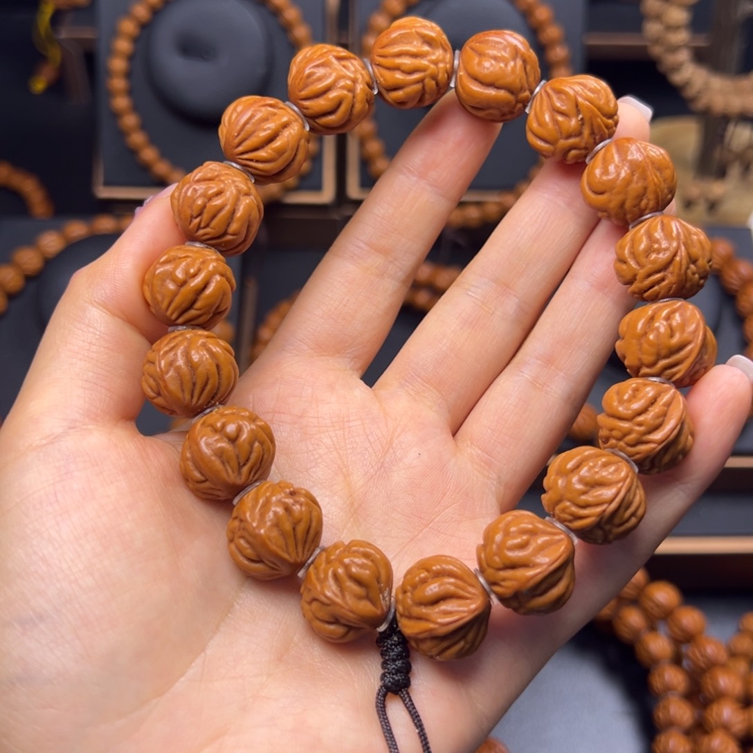 汇***抵桃核手串野生玉龙脊17