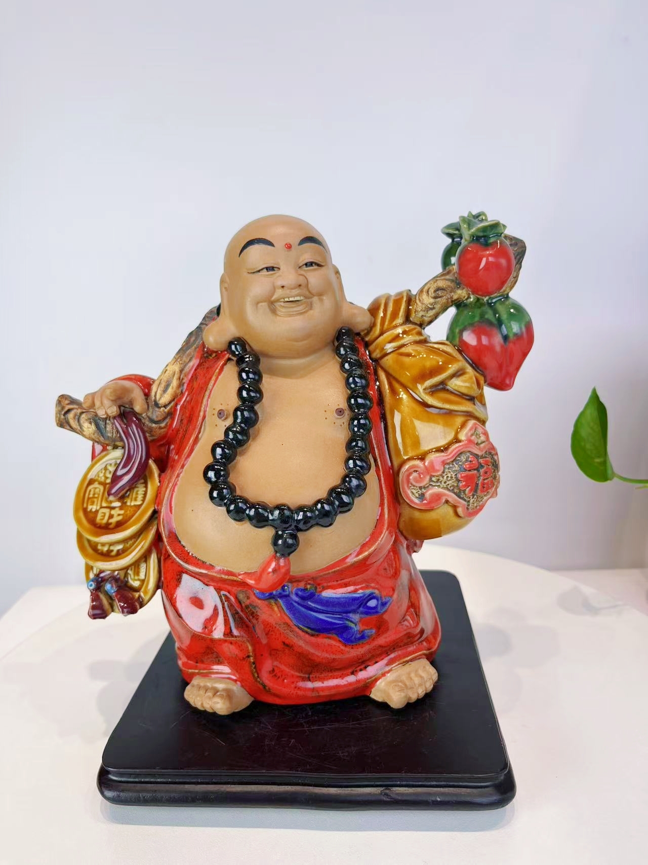 招财笑佛石湾公仔陶瓷摆件工艺品家居装饰品家用长24高21客厅玄关