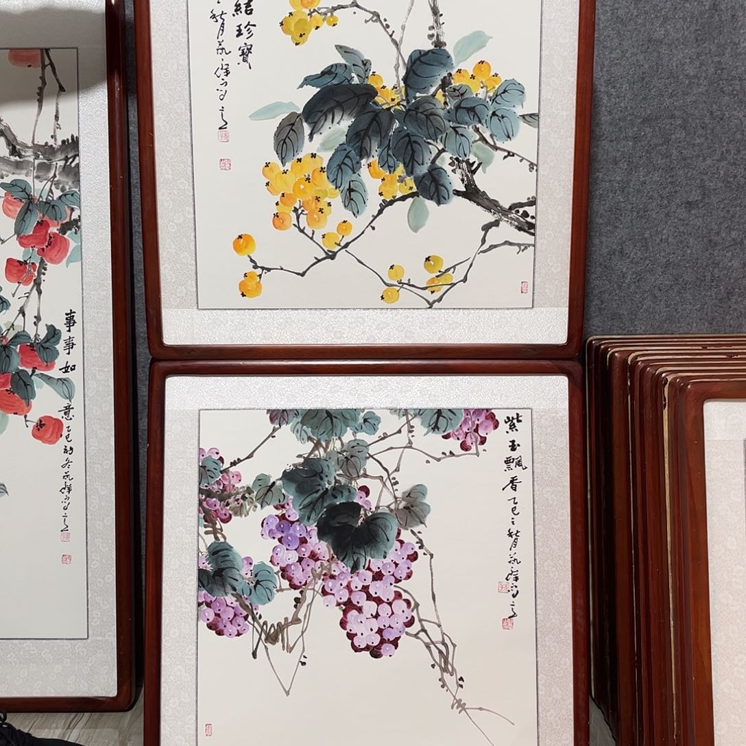 国画书画作品带框63×63