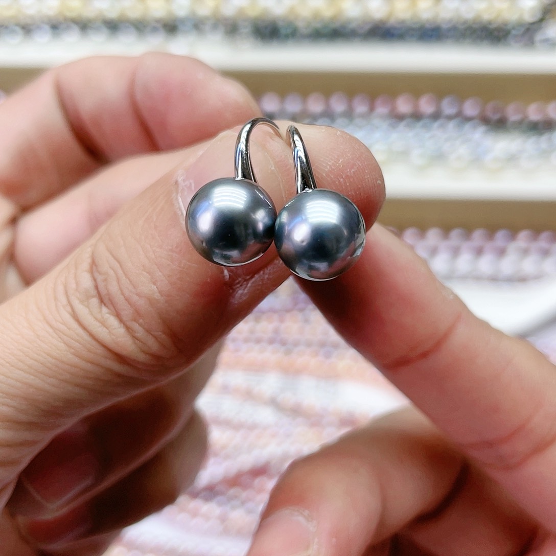 海水珍珠耳饰银S925镶嵌