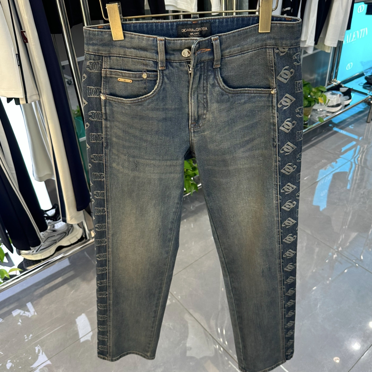 DIGARIA&GRDEIA男士秋冬织带直筒牛仔裤