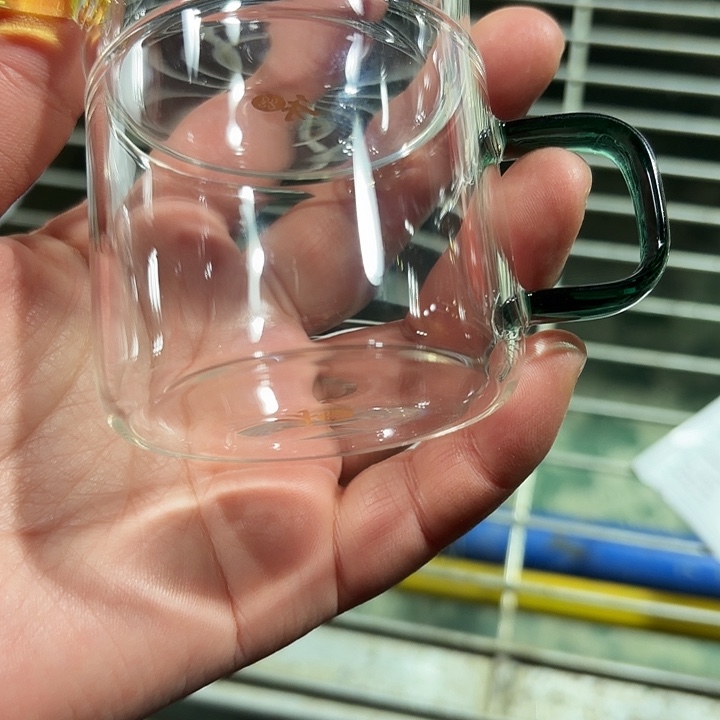 高硼硅玻璃无盖款把杯墨绿➕金黄
