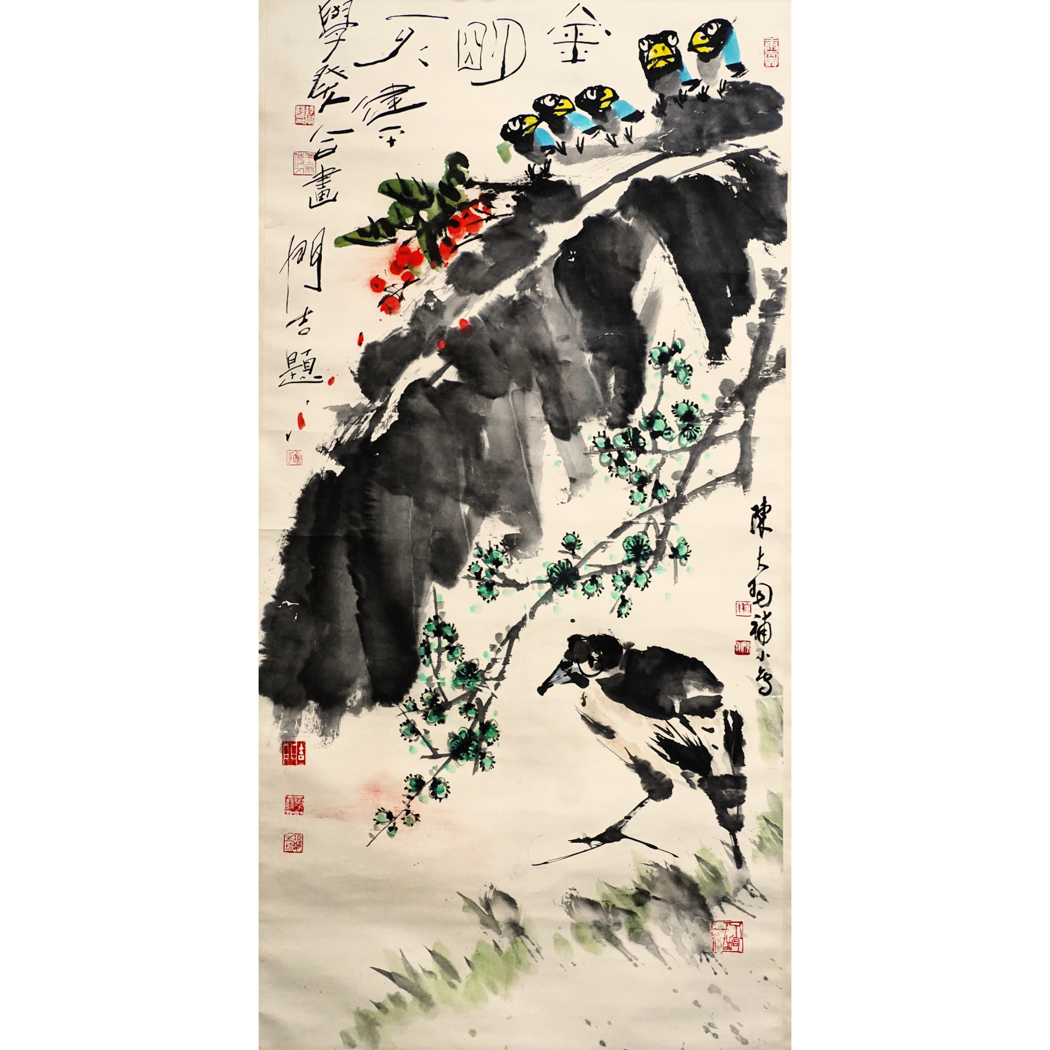 文华丹青第219期拍品 8 陈大羽、钱学发、董建平 合作 花鸟