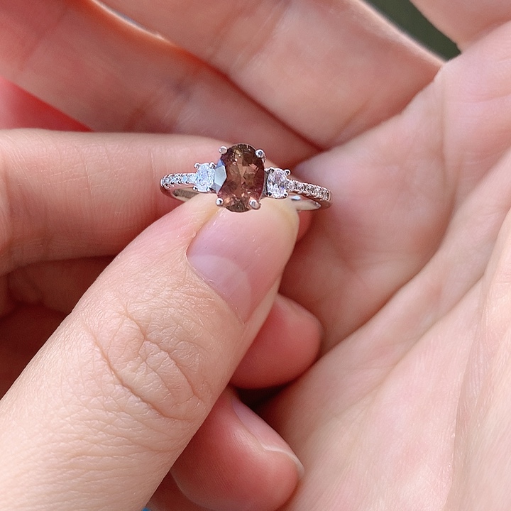 碧玺戒指银S925镶嵌纯天然