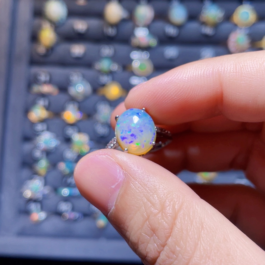 欧泊戒指）银S925镶嵌竹**蛇