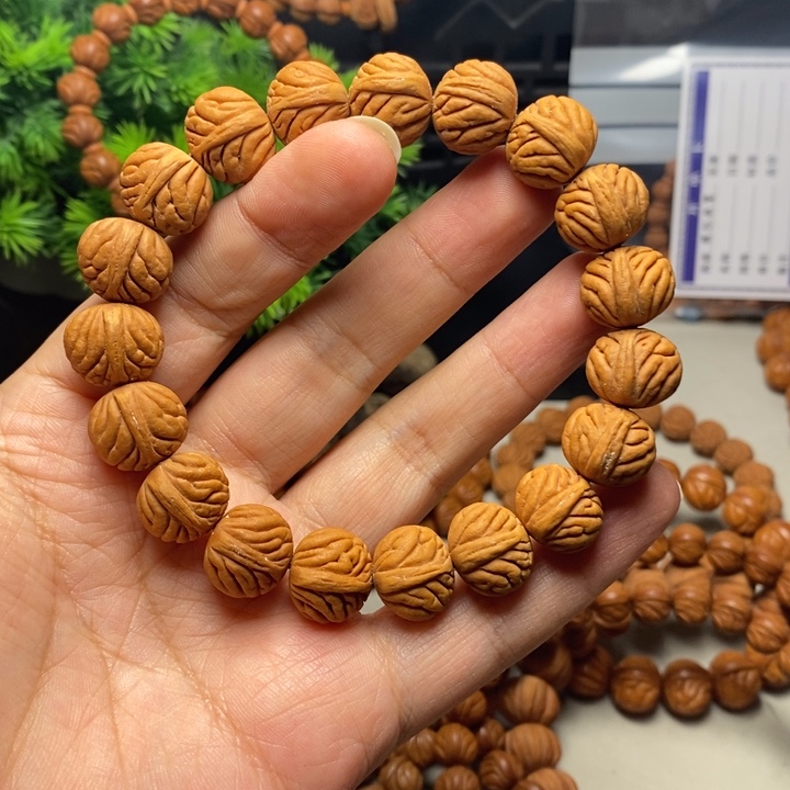 桃核手串15柳叶麦穗原皮手串