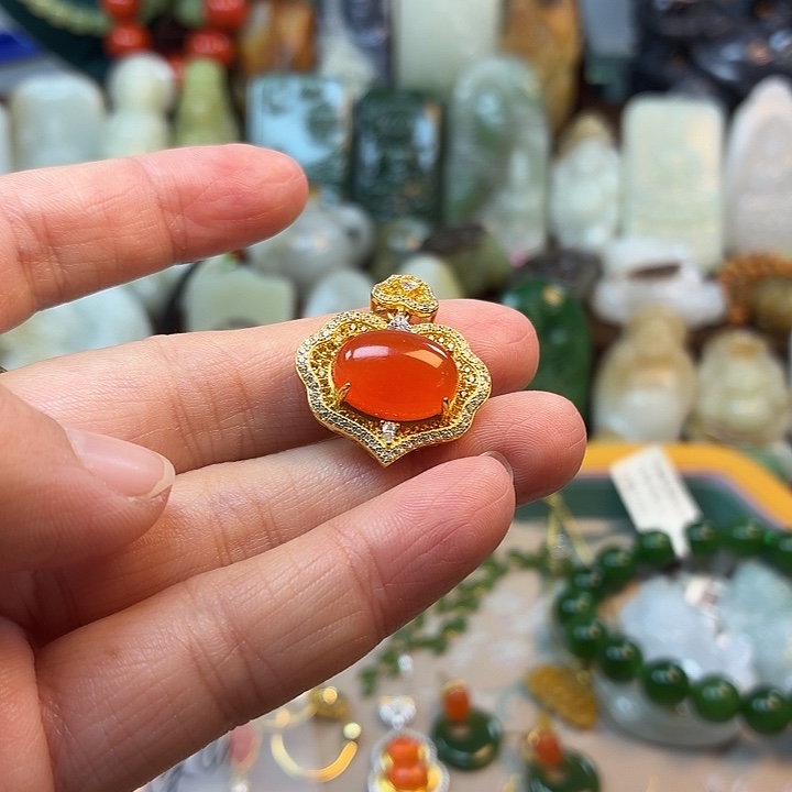 明***河和田玉银S925镶嵌颈饰