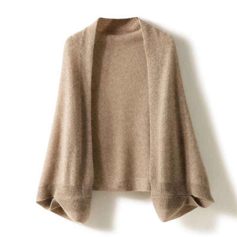 100%纯羊毛披肩时尚围巾女士两用坎肩空调房纯色宽松百搭外套