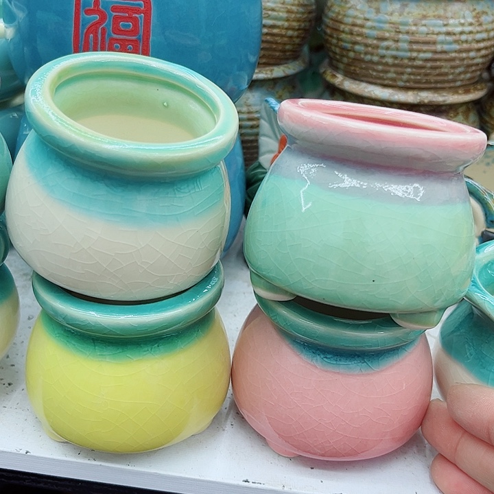 多肉绿植陶瓷花盆9.9包邮，有孔