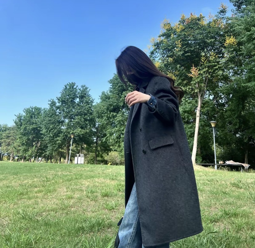 爆款热卖2025秋冬新款小个子网红显瘦双面羊毛大衣中长款毛呢外套