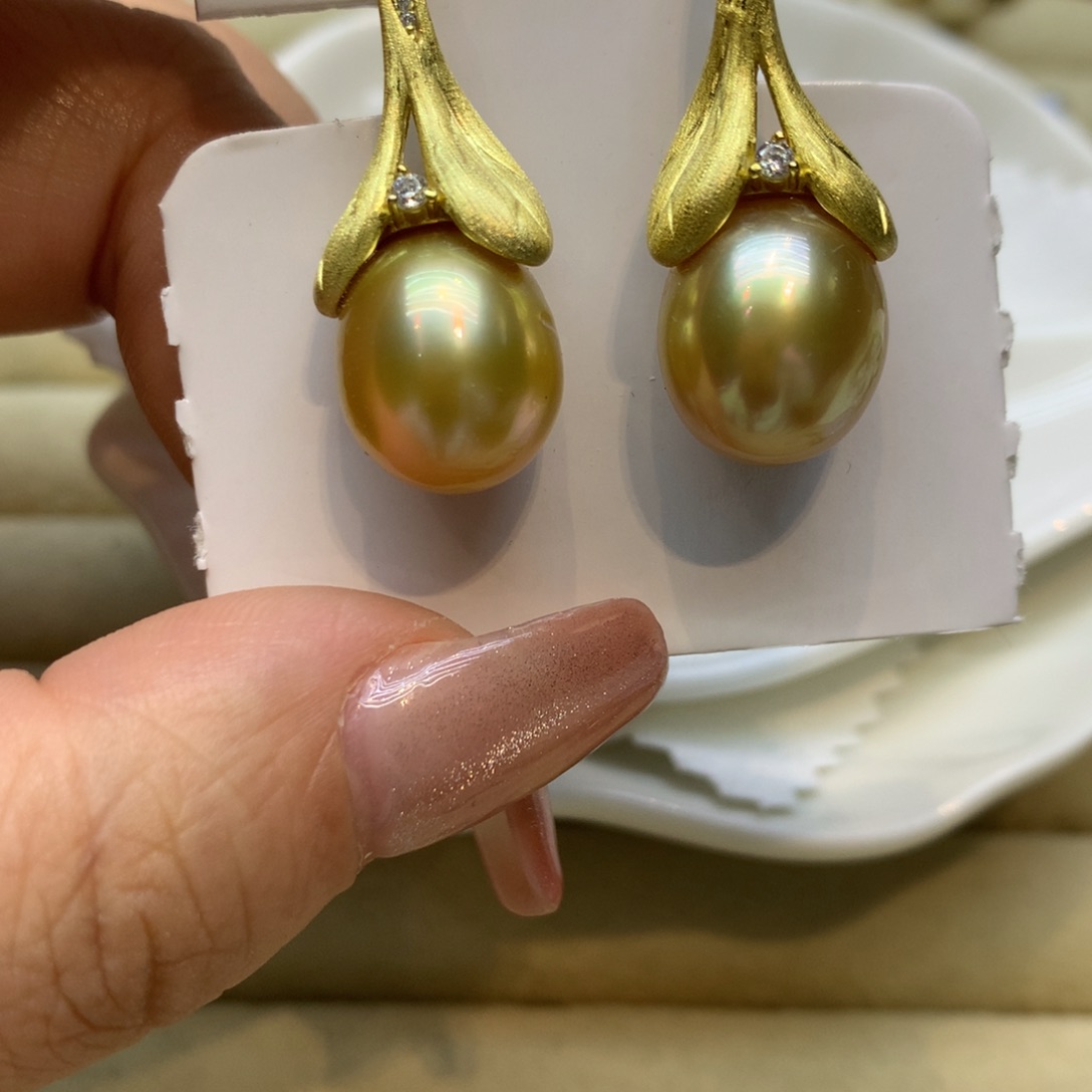 银S925镶嵌耳饰海水珍珠