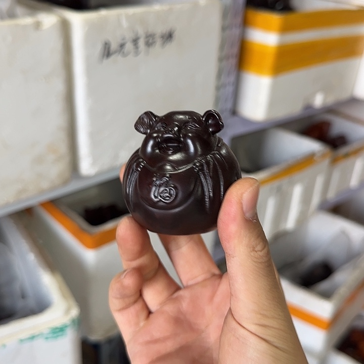 木黑檀木7元宝福猪头