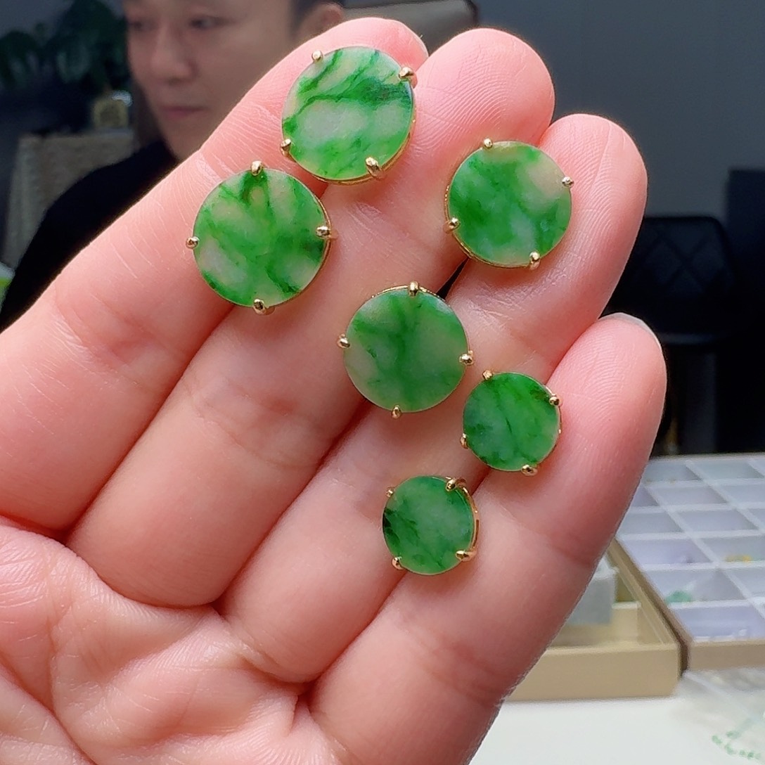 翡翠银S925镶嵌耳饰多样性发货其一