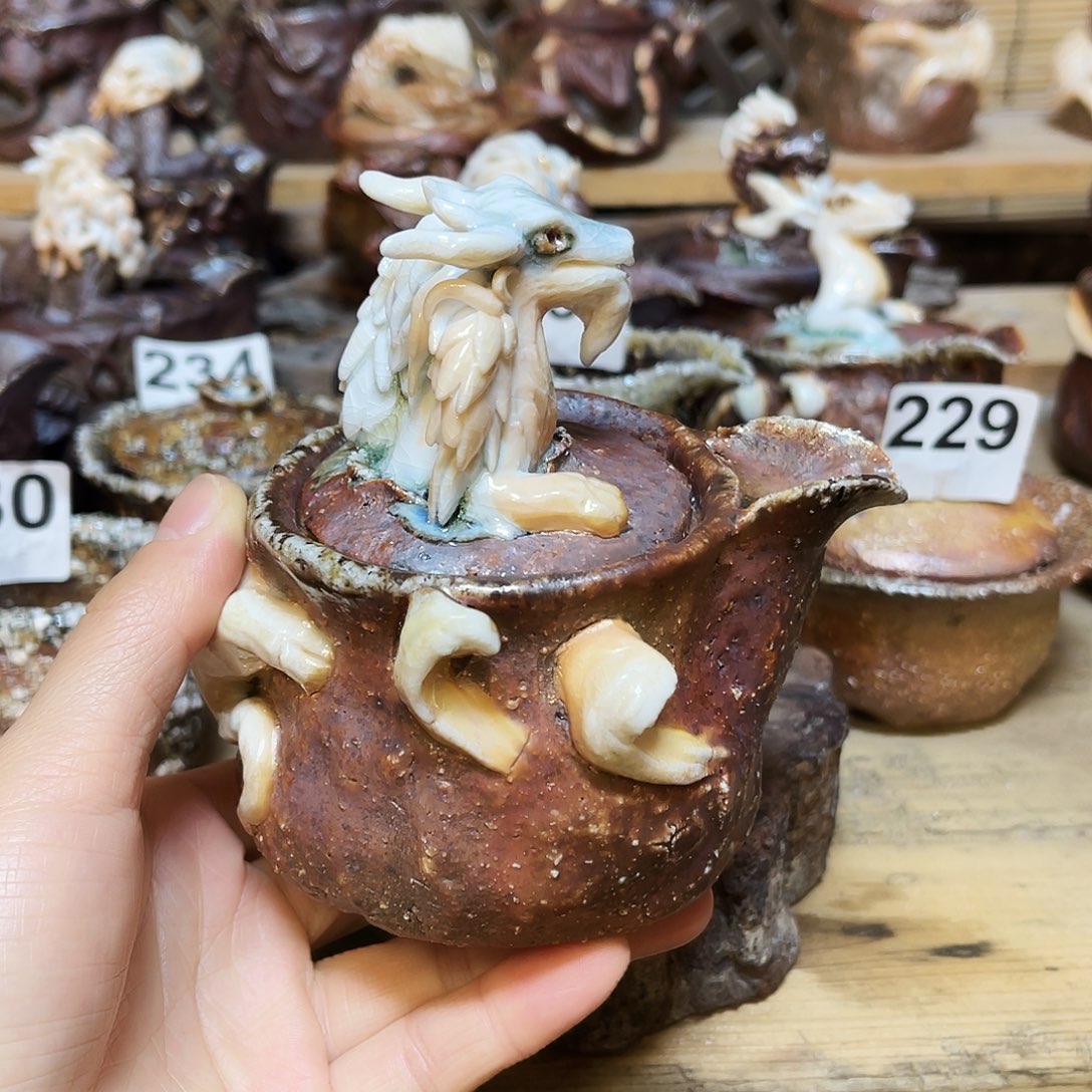 杯柴烧粗陶手捏宝瓶特价