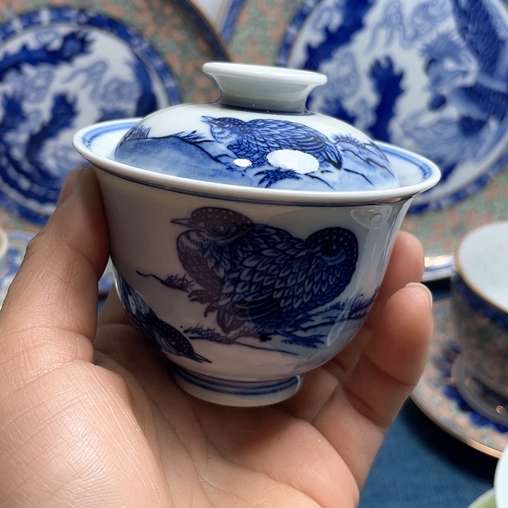 郭*过青花手工手绘柴窑精品