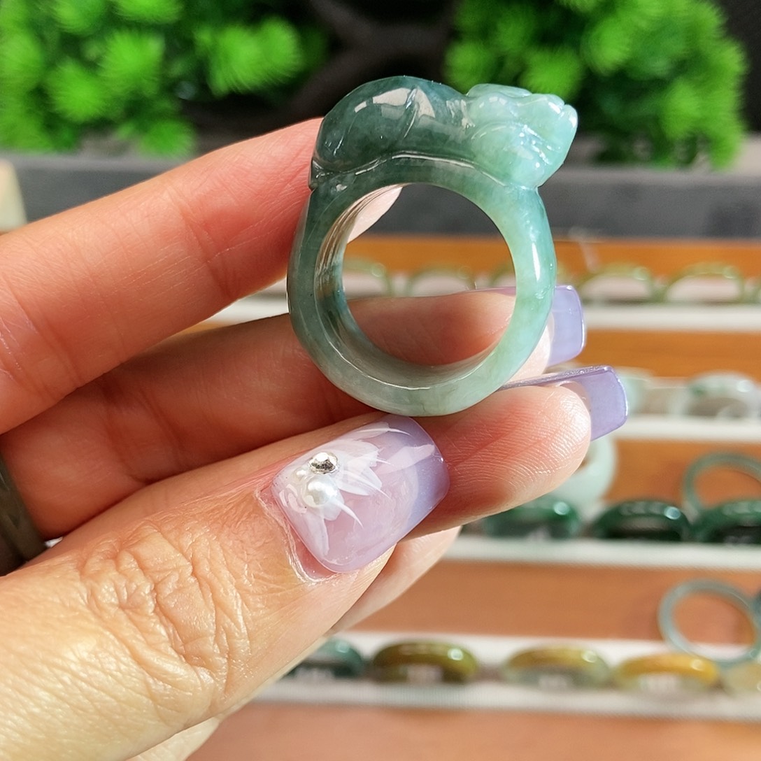 翡翠戒圈未镶嵌18号貔貅扳指