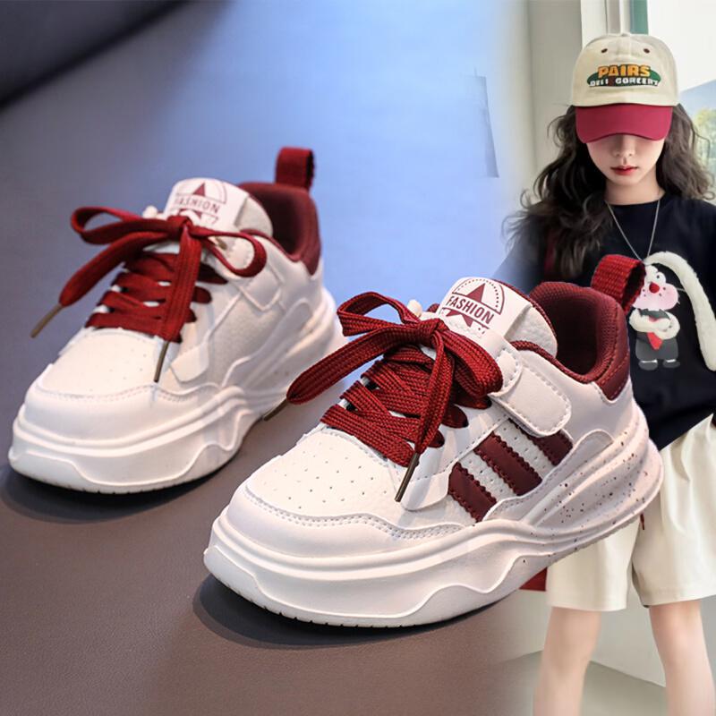 ABC儿童透气小白鞋女童板鞋2025春秋季新款韩版低帮耐磨运动鞋子