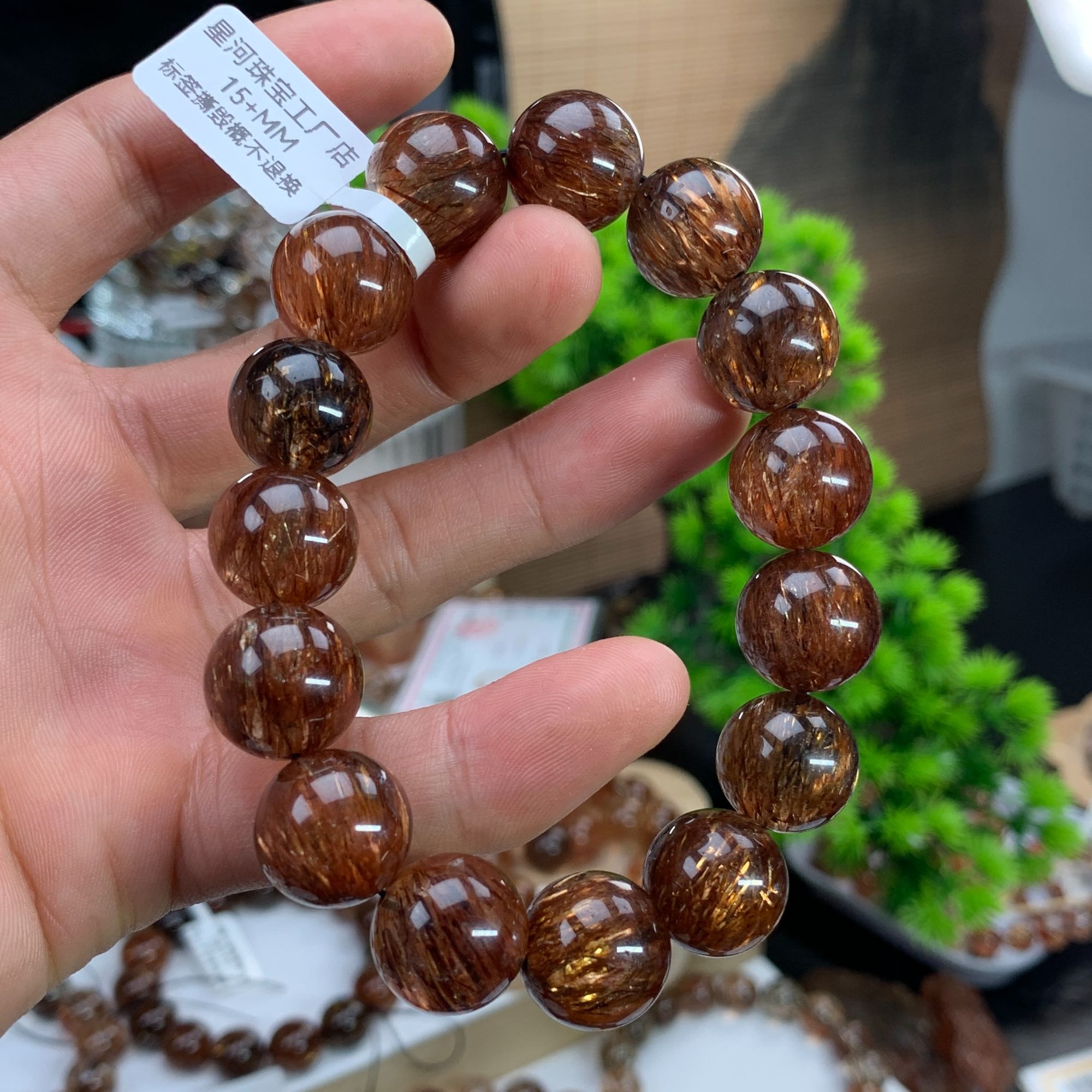 收藏级天然水晶满矿满发黑金超七手串手链-多样性发一