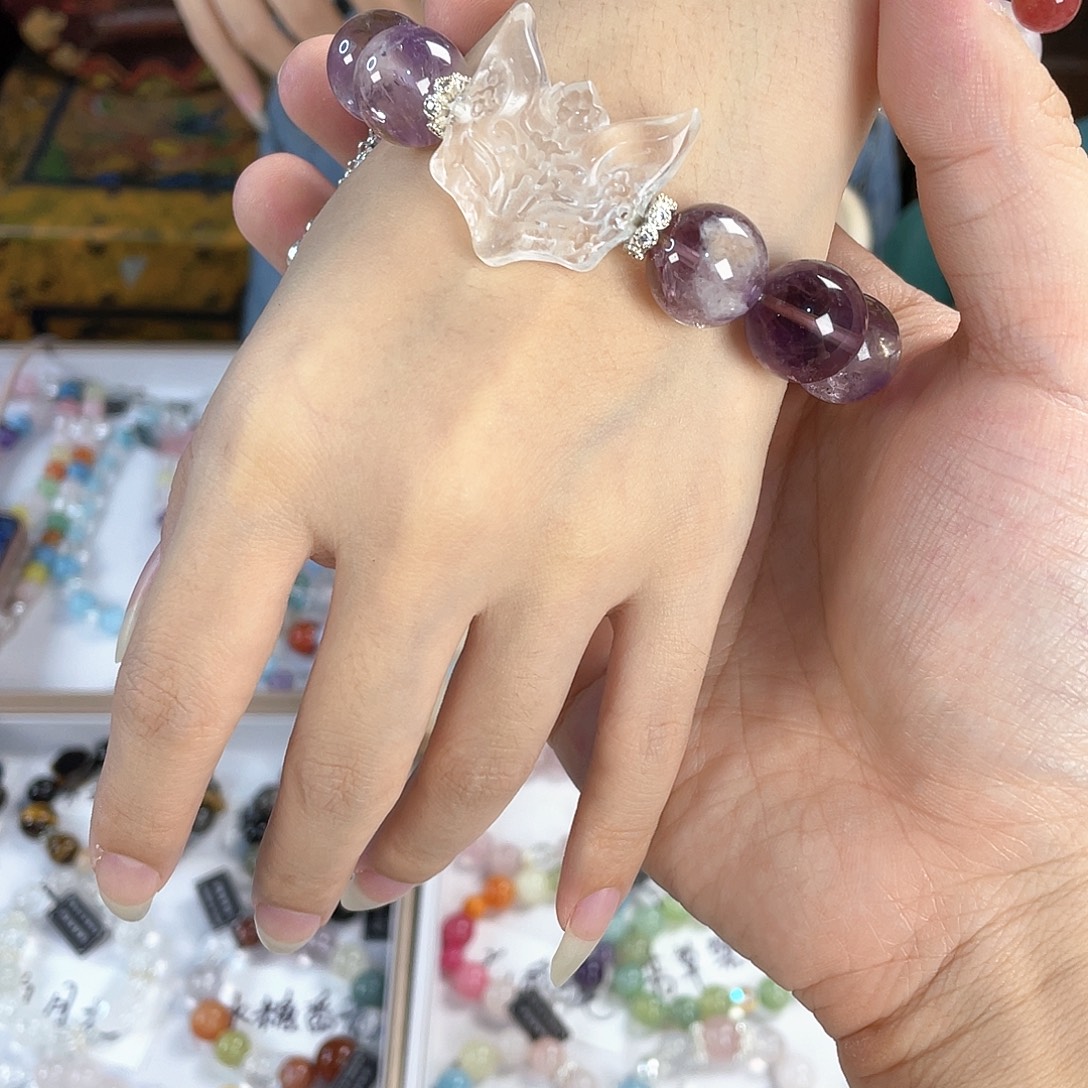 水晶手链银S925镀金镶嵌