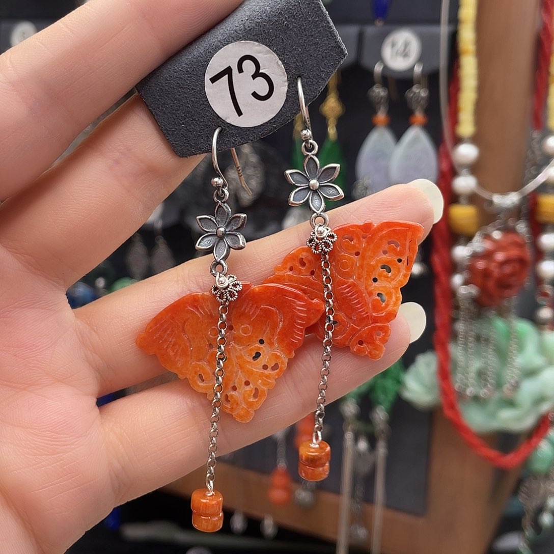 翡翠耳饰银S925镶嵌浅**然097ghjjhhh