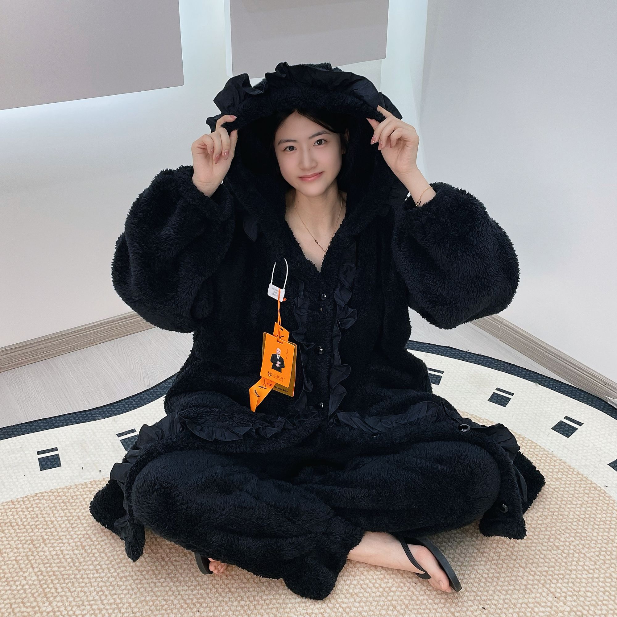 【黑色蝴蝶】冬新款睡衣女冬季保暖家居服睡袍甜美公主风可外穿女