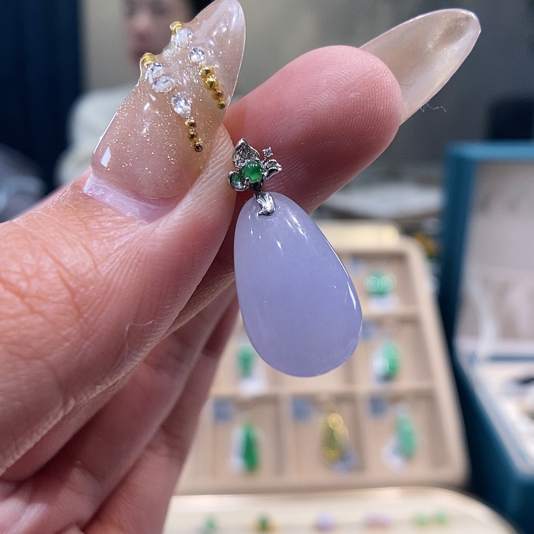 翡翠吊坠(不含链)银S925镶嵌福瓜